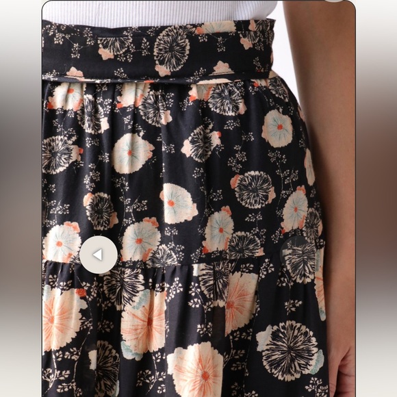 ULLA JOHNSON Floral Black Noir and Peach Tulia Long Women's Skirt Size 6 - Picture 3 of 13